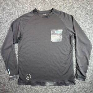 ION Wetshirt LS Surfing Elements Mens Size L Black Long Sleeve UV 50+ Rash Guard